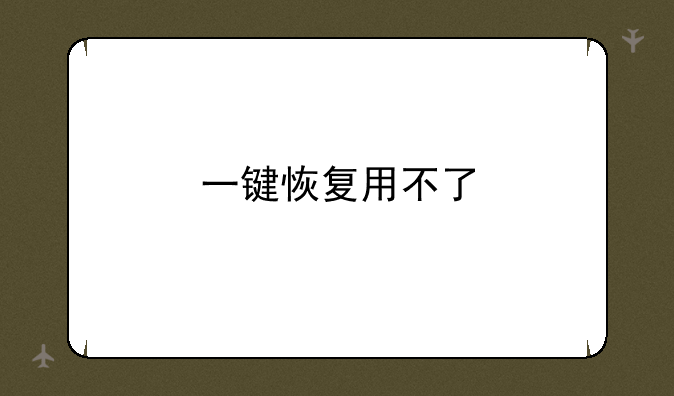 一键恢复用不了