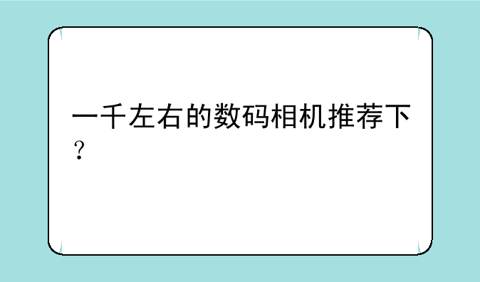 一千左右的数码相机推荐
