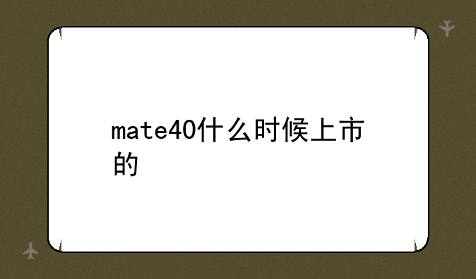 mate40什么时候上市的