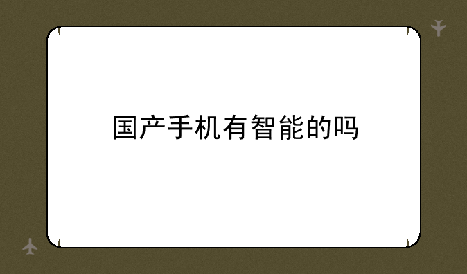国产手机有智能的吗