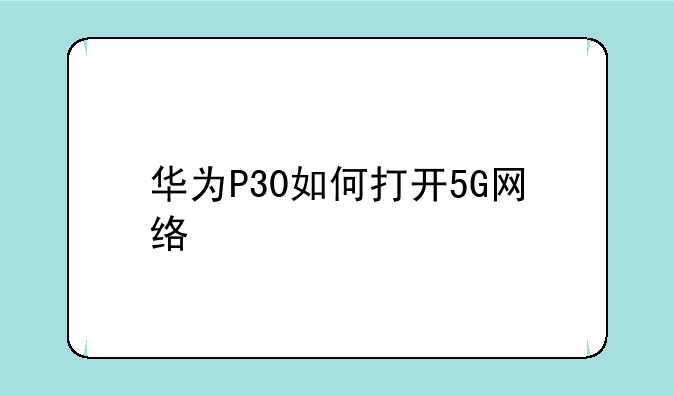 华为P30如何打开5G网络