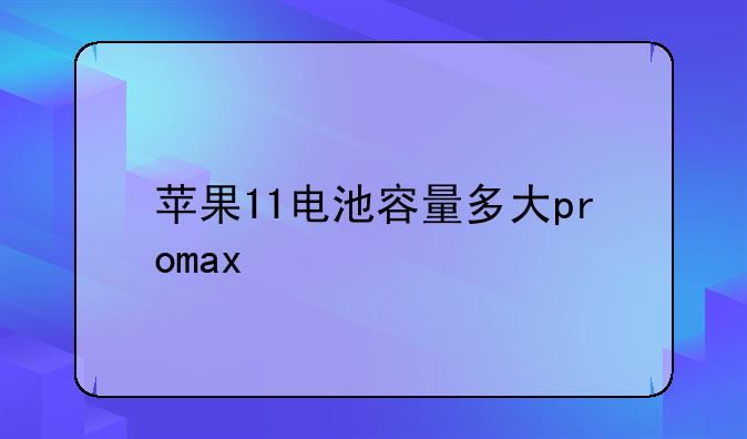 苹果11电池容量多大promax