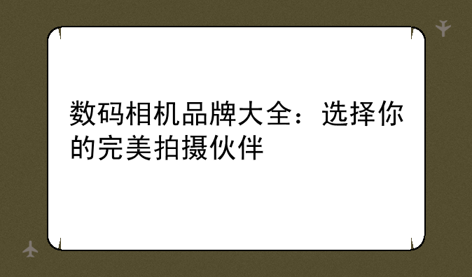数码相机品牌大全：选择