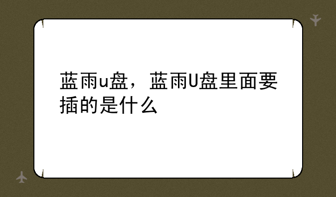 蓝雨u盘，蓝雨U盘里面要插的是什么
