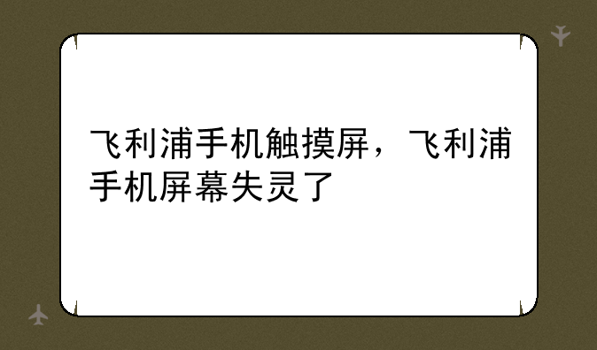 飞利浦手机触摸屏，飞利浦手机屏幕失灵了