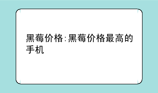黑莓价格:黑莓价格最高的