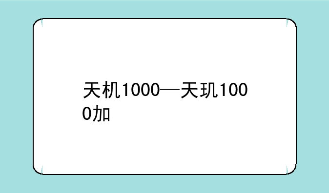 天机1000—天玑1000加