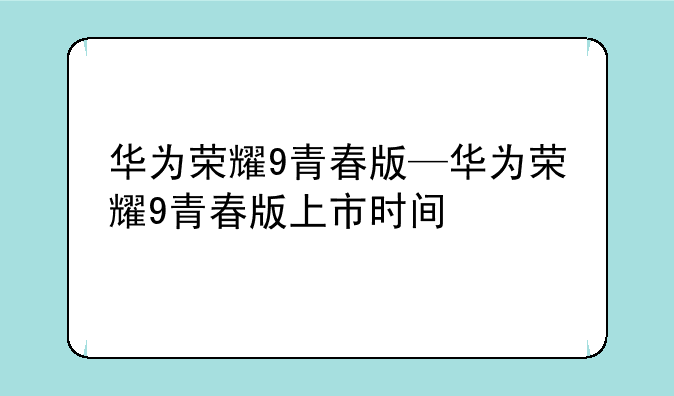 华为荣耀9青春版—华为荣